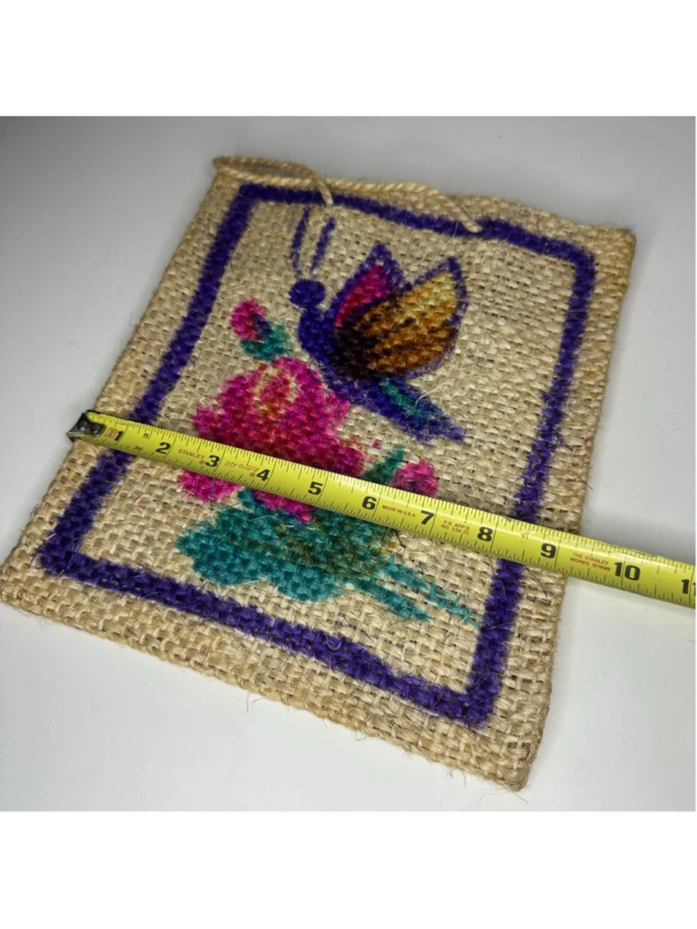 Vintage Set of 2 Hand Woven Bags with Colorful Floral & Butterfly Design